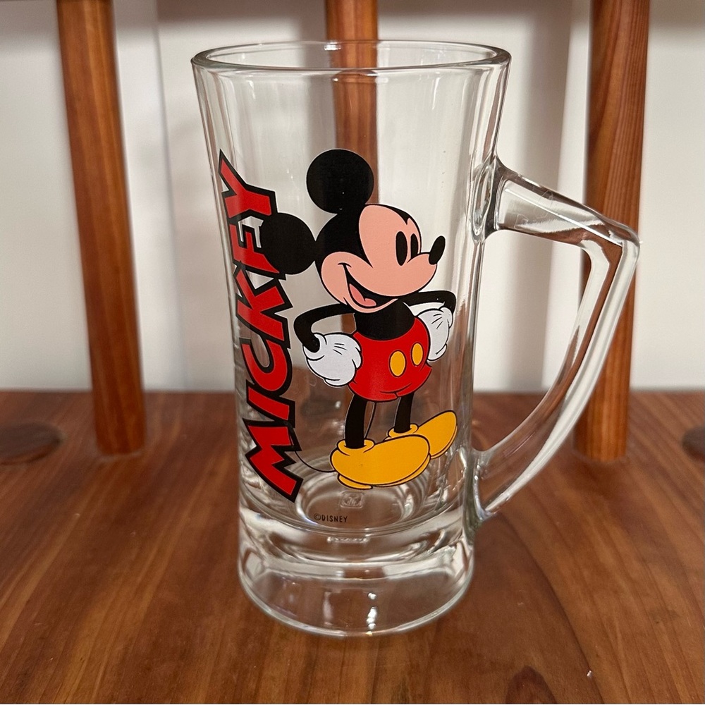 Vintage Anchor Hocking Disney Mickey Mouse Glass Beverage Mug Cup